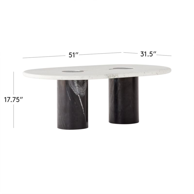 View Liguria 51.25" Oval White Marble Coffee Table with Black Marble Base by Gianfranco Frattini - image 3 of 14