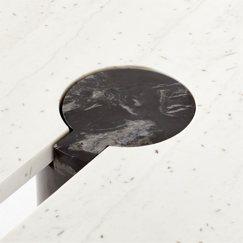 Liguria 51.25" Oval White Marble Coffee Table with Black Marble Base by Gianfranco Frattini - image 12 of 14