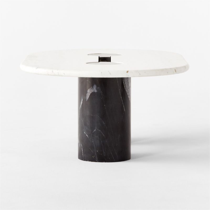 Liguria 51.25" Oval White Marble Coffee Table with Black Marble Base by Gianfranco Frattini - image 11 of 14