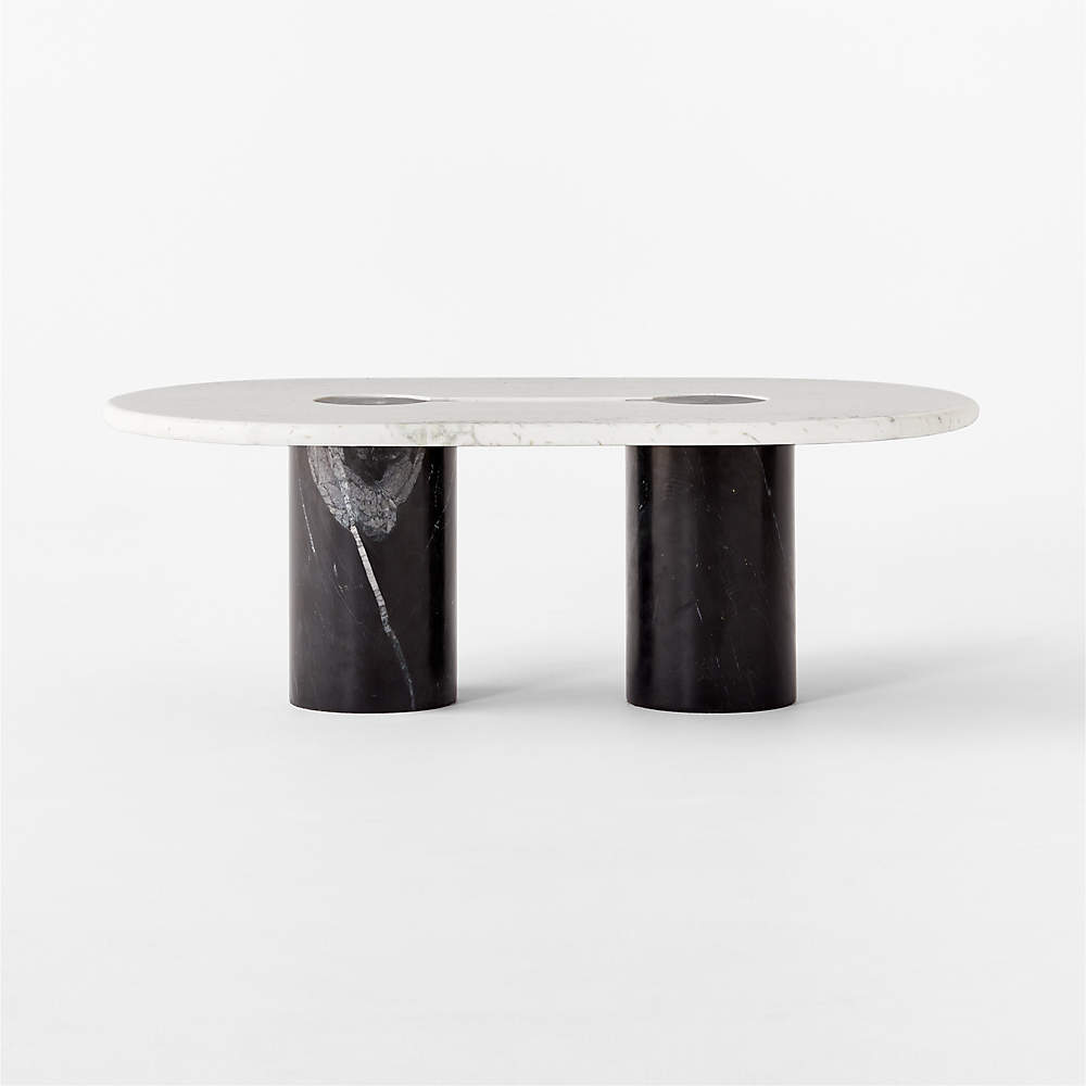 Liguria Oval White Marble Coffee Table with White Marble Base by Gianfranco  Frattini
