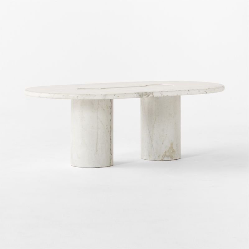 Liguria 51.25 Oval White Marble Coffee Table with White Marble Base by Gianfranco Frattini - image 4 of 8