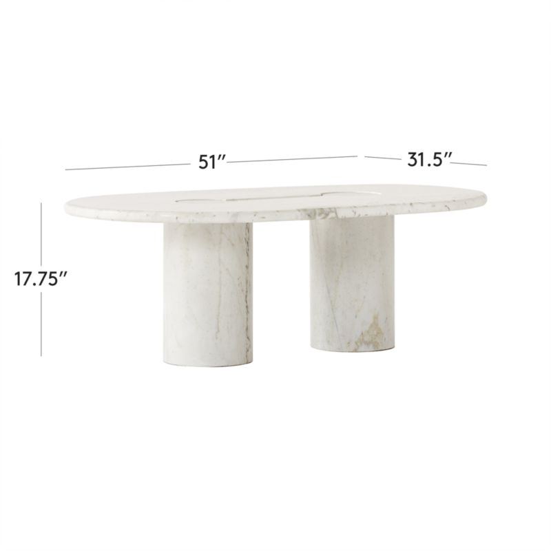 View Liguria 51.25 Oval White Marble Coffee Table with White Marble Base by Gianfranco Frattini - image 3 of 8