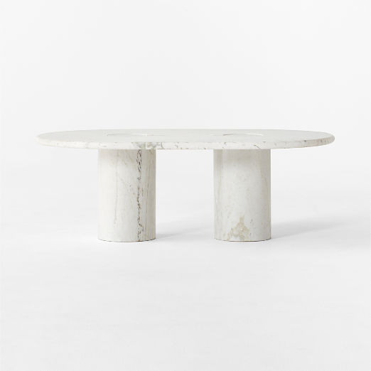 Liguria Oval White Marble Coffee Table with White Marble Base by Gianfranco Frattini