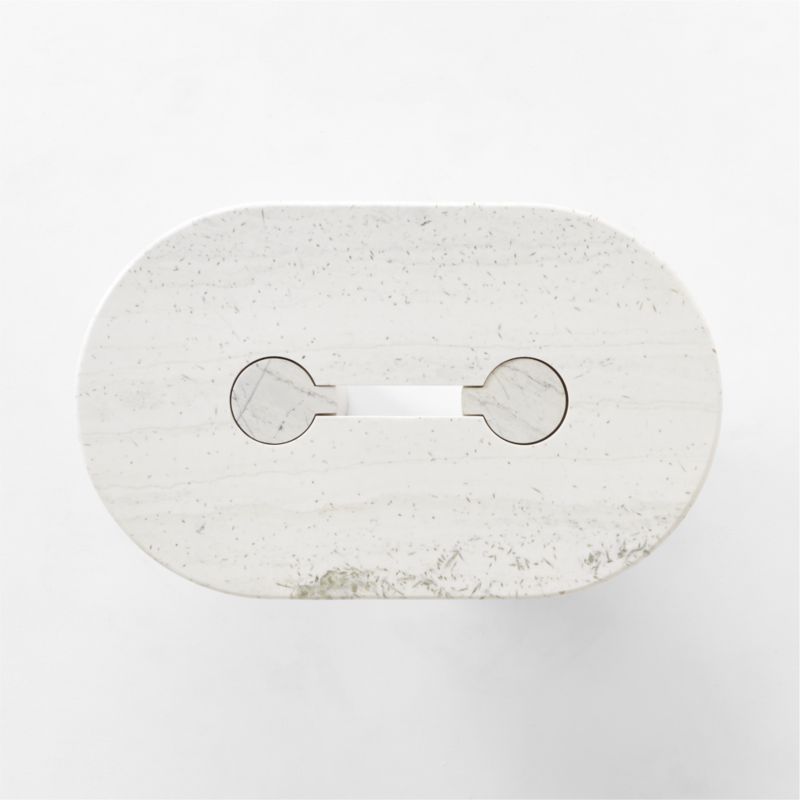 Liguria 51.25 Oval White Marble Coffee Table with White Marble Base by Gianfranco Frattini - image 7 of 8