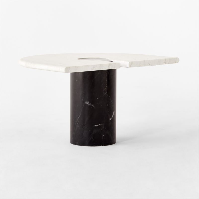 Liguria Rounded White Marble Side Table with Black Marble Base by Gianfranco Frattini - image 6 of 9