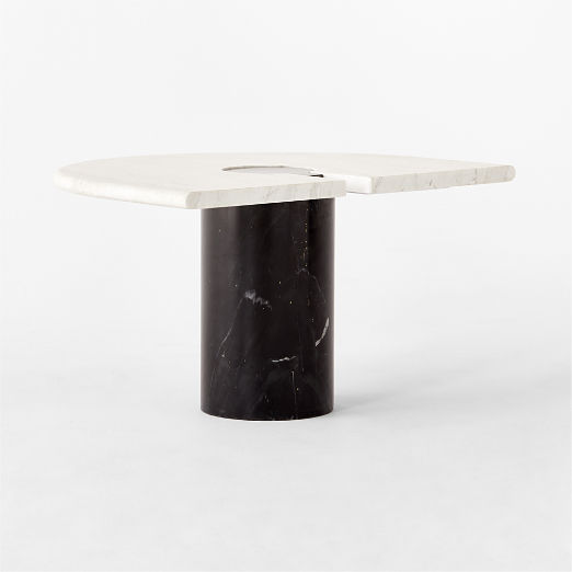 Liguria Rounded White Marble Side Table with Black Marble Base by Gianfranco Frattini