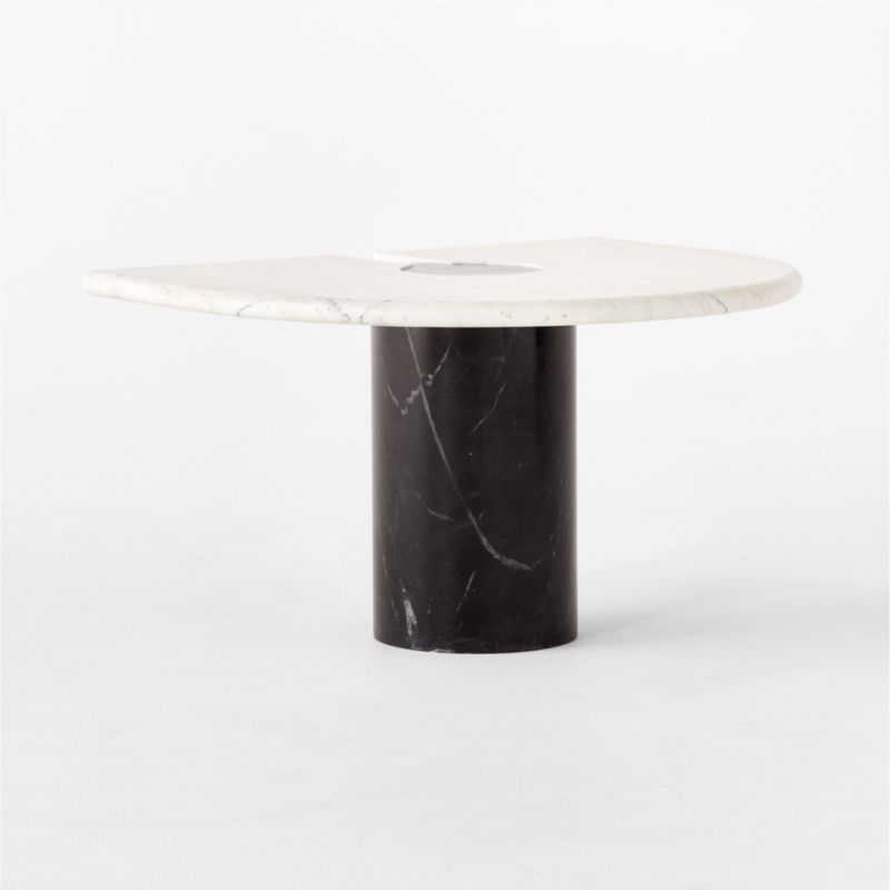 Liguria Rounded White Marble Side Table with Black Marble Base by Gianfranco Frattini - image 4 of 9