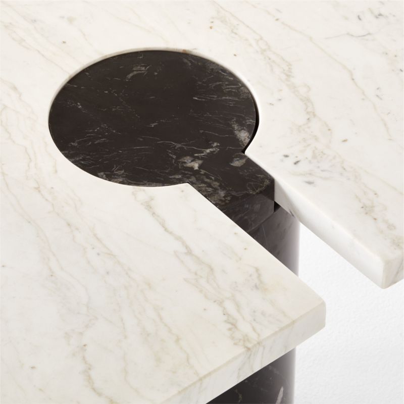 Liguria Rounded White Marble Side Table with Black Marble Base by Gianfranco Frattini - image 7 of 9