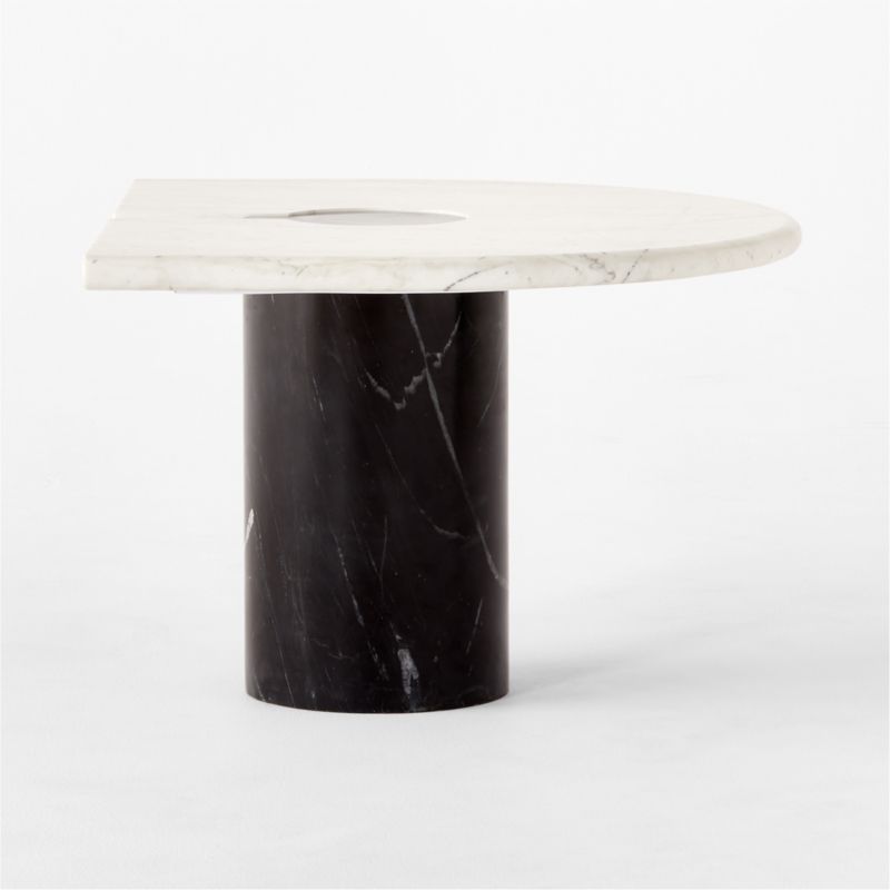 Liguria Rounded White Marble Side Table with Black Marble Base by Gianfranco Frattini - image 5 of 9