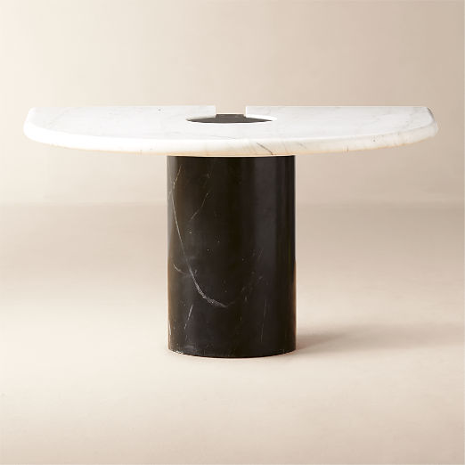 Liguria Rounded White Marble Side Table with Black Marble Base by Gianfranco Frattini