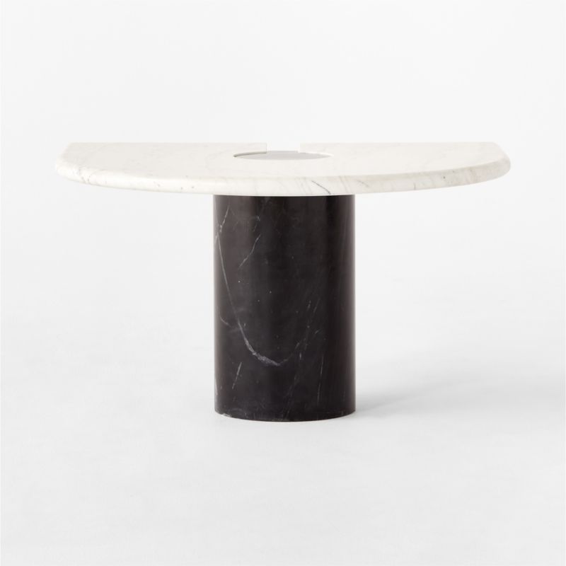 Liguria Rounded White Marble Side Table with Black Marble Base by Gianfranco Frattini - image 3 of 9