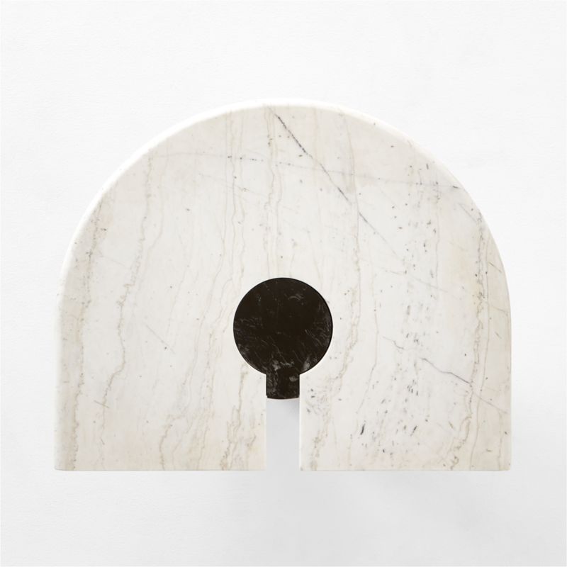 Liguria Rounded White Marble Side Table with Black Marble Base by Gianfranco Frattini - image 8 of 9