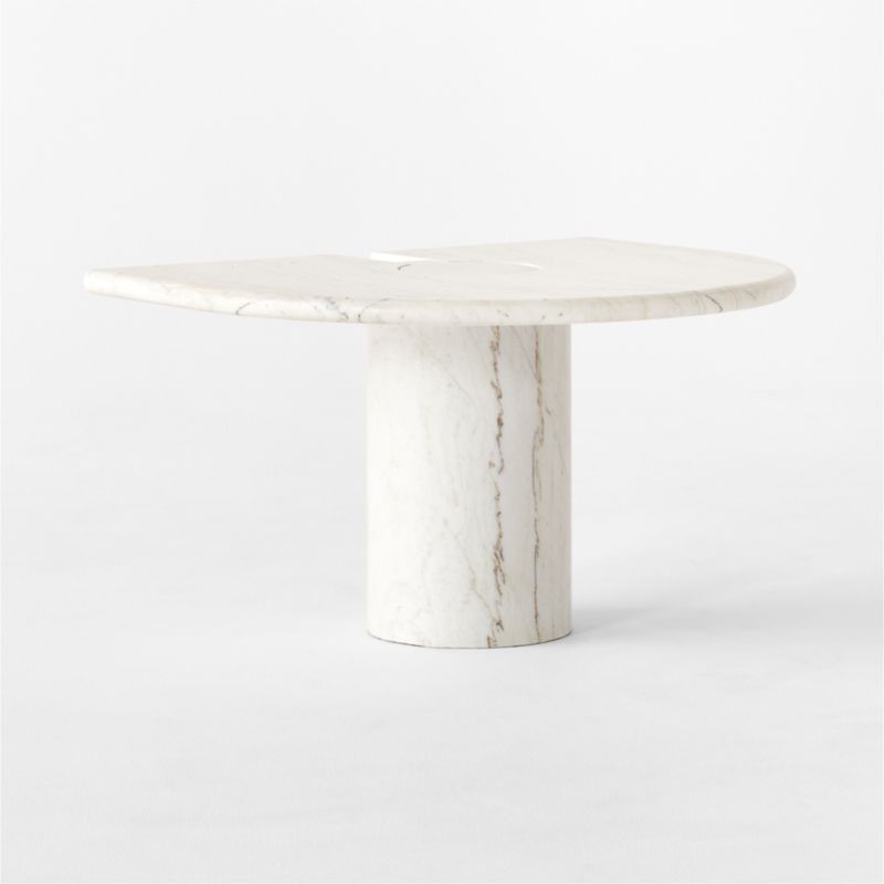 Liguria Rounded White Marble Side Table with White Marble Base by Gianfranco Frattini - image 5 of 10