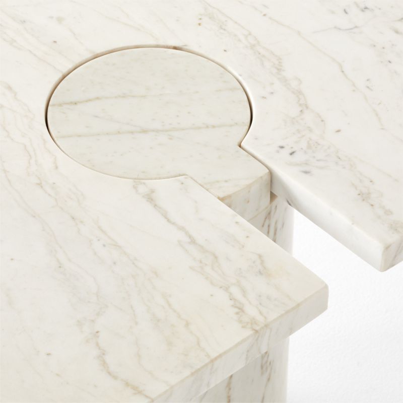 Liguria Rounded White Marble Side Table with White Marble Base by Gianfranco Frattini - image 8 of 10