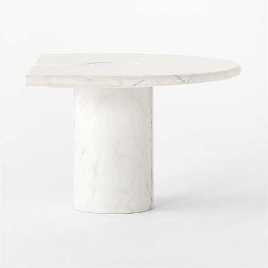 Liguria Rounded White Marble Side Table with White Marble Base by Gianfranco Frattini