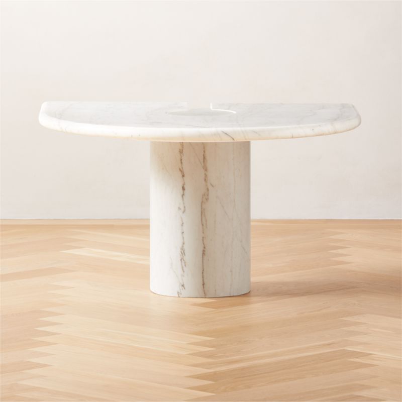 Liguria Rounded White Marble Side Table with White Marble Base by Gianfranco Frattini - image 0 of 10