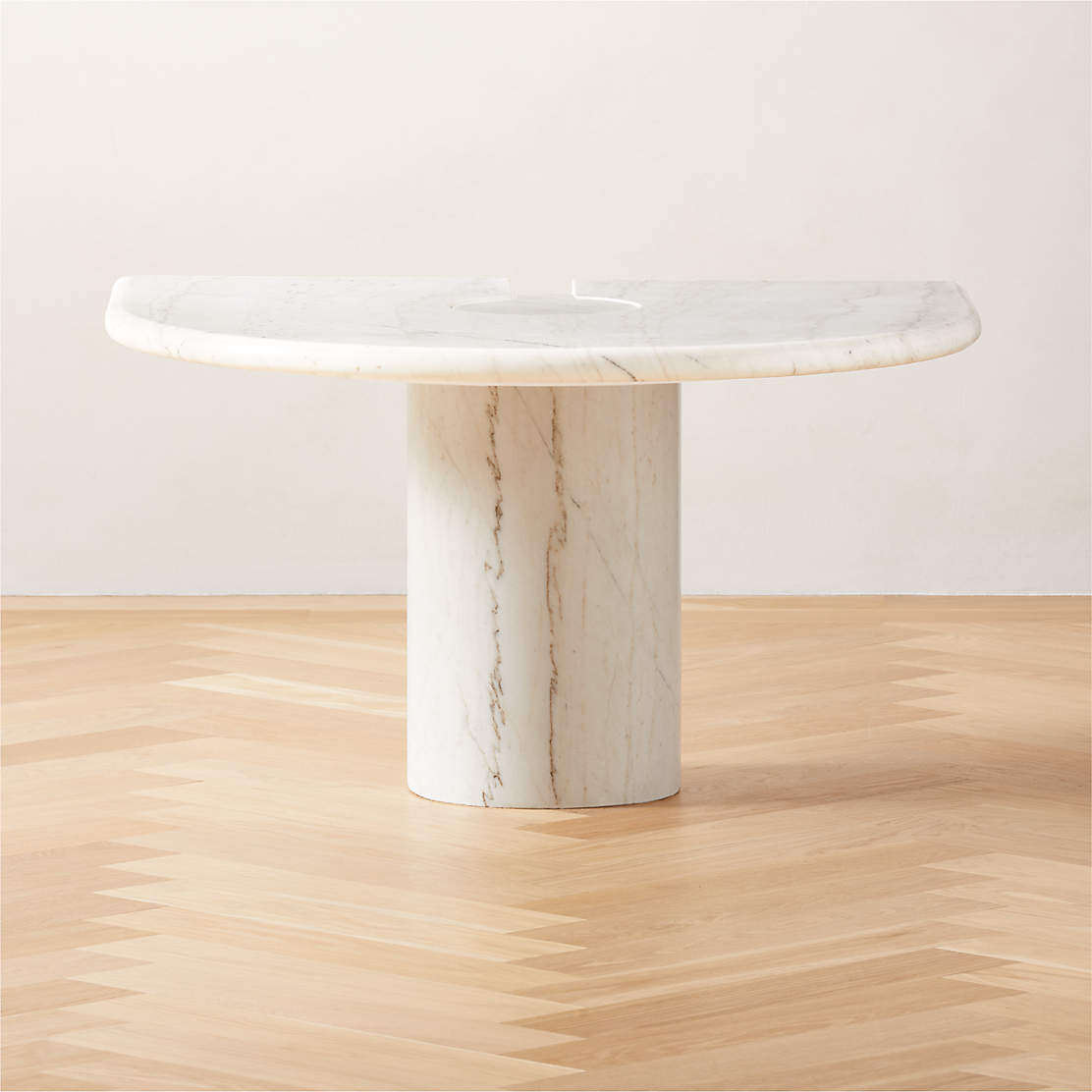 Alsea Side Table Silver Base - White Marble