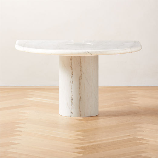 Liguria Rounded White Marble Side Table with White Marble Base by Gianfranco Frattini