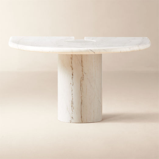 Liguria Rounded White Marble Side Table with White Marble Base by Gianfranco Frattini