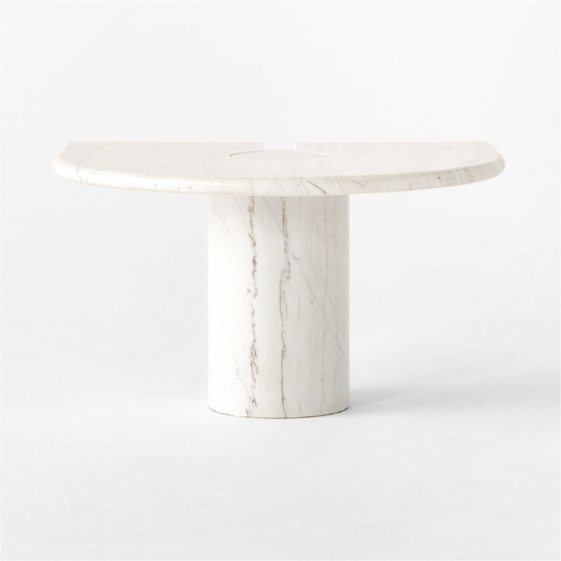 Liguria Rounded White Marble Side Table with White Marble Base by Gianfranco Frattini - image 4 of 10