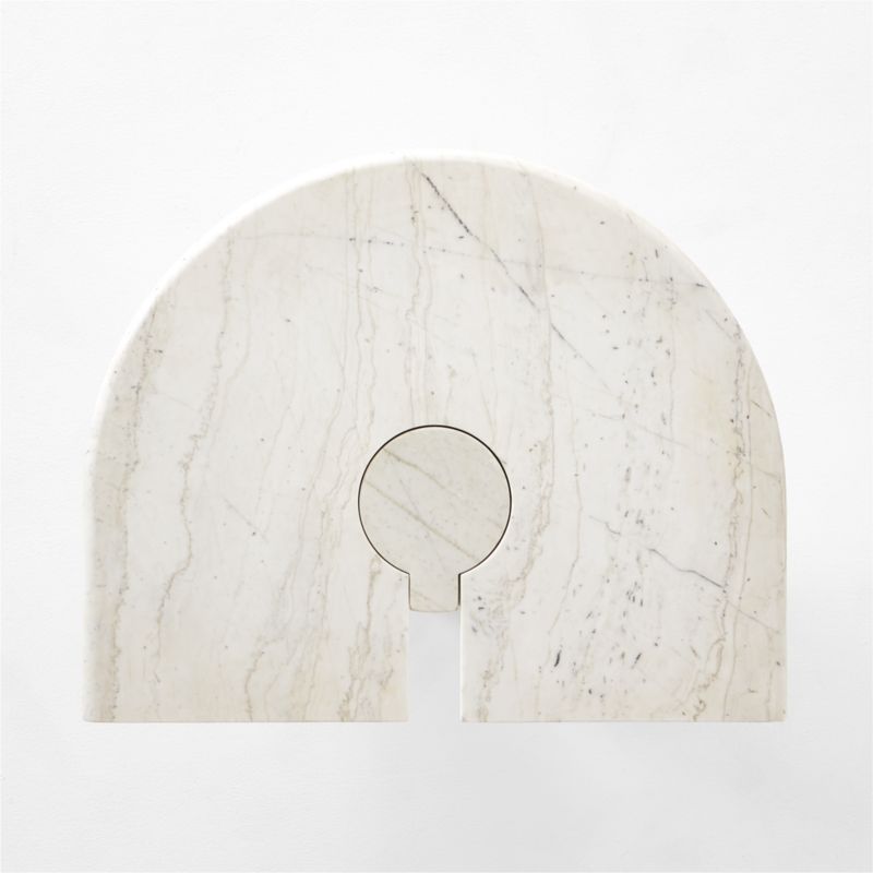 Liguria Rounded White Marble Side Table with White Marble Base by Gianfranco Frattini - image 9 of 10