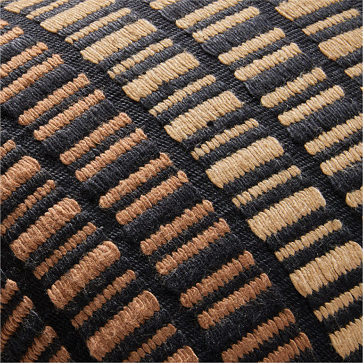 Liminal Woven Black and Neutral Silk Throw Pillow 20''x20" by Ackerman