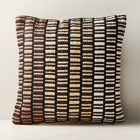 Liminal Woven Black and Neutral Silk Throw Pillow Cover 20'' by Ackerman