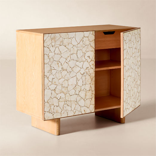 Lina 40" Stone and White Oak Entryway Cabinet