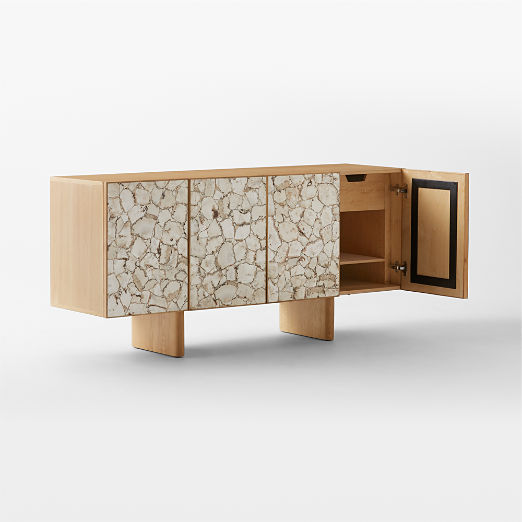 Lina 64" Stone and White Oak Credenza