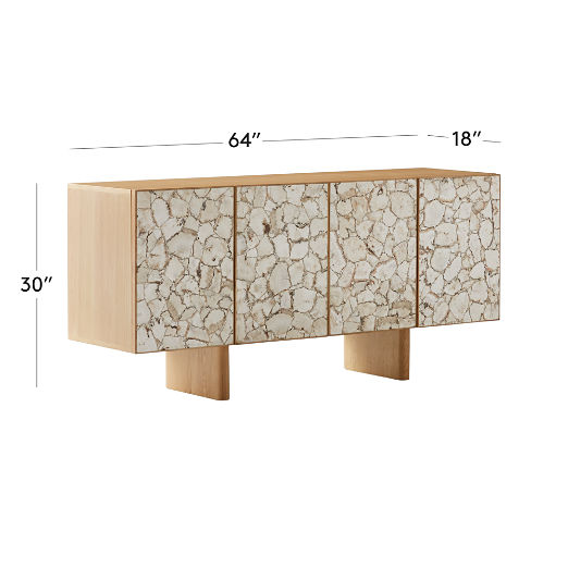 Lina 64" Stone and White Oak Credenza