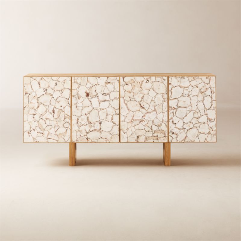 Lina 64" Stone and White Oak Credenza - image 0 of 10