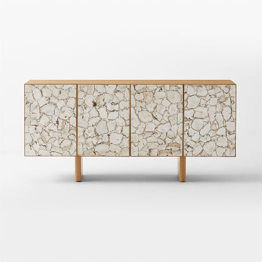 Lina 64" Stone and White Oak Credenza