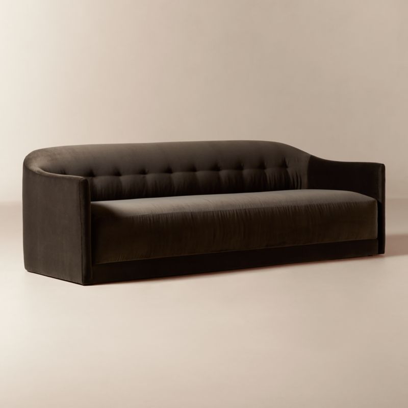 Lincoln 90.5" Curved Brown Velvet Sofa by Kara Mann - image 2 of 10