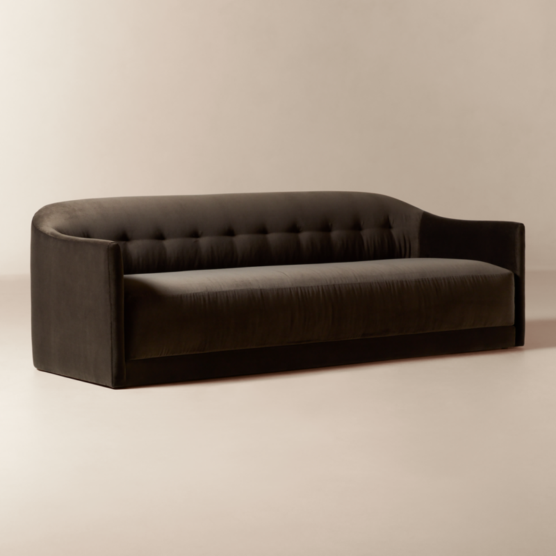 Lincoln 90.5" Curved Brown Performance Velvet Sofa - image 2 of 10