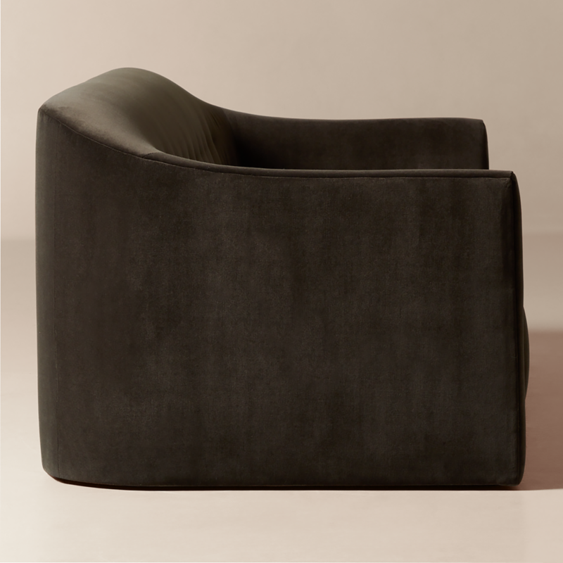 Lincoln 90.5" Curved Brown Performance Velvet Sofa - image 3 of 10