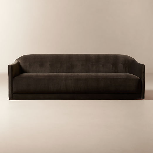 Lincoln 90.5" Curved Brown Performance Velvet Sofa