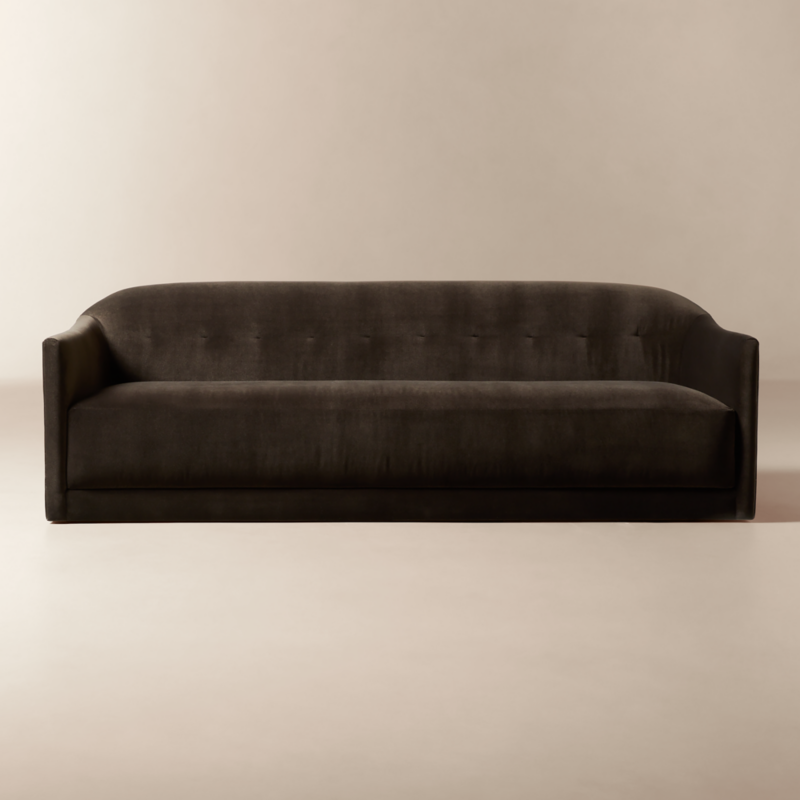 Lincoln 90.5" Curved Brown Performance Velvet Sofa - image 0 of 10
