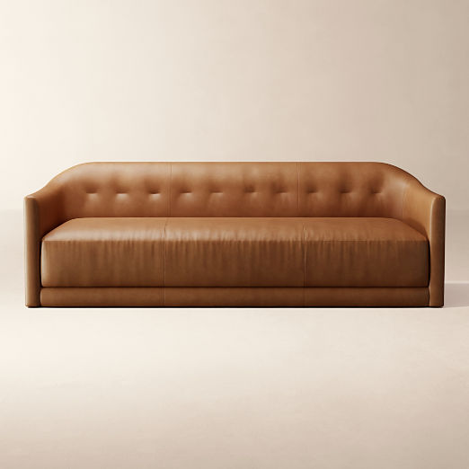 Lincoln 90.5" Curved Leather Sofa