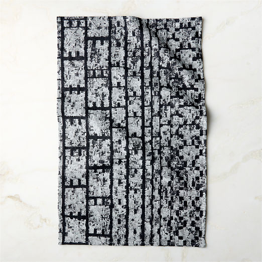 Linden Organic Cotton Black and White Dish Towel