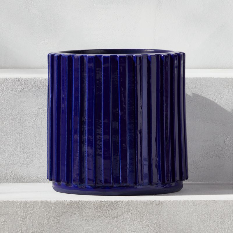 View Lineal Cobalt Blue Planter 10" details