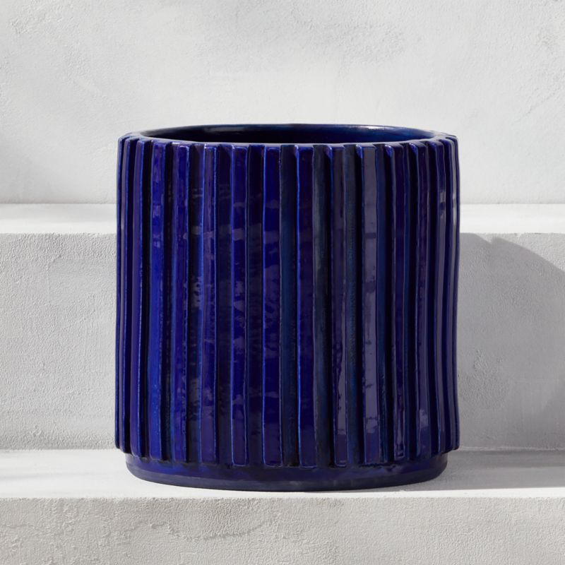 View Lineal Cobalt Blue Planter 12" details