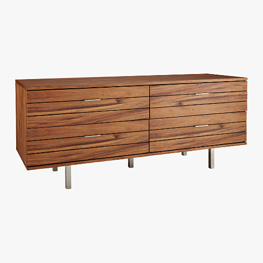 Linear 4-Drawer Low Wood Dresser