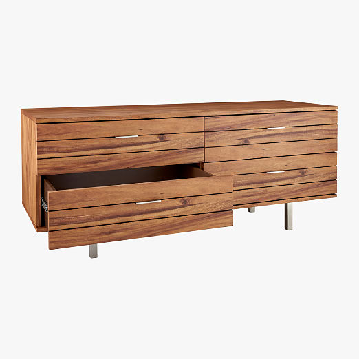 Linear 4-Drawer Low Wood Dresser