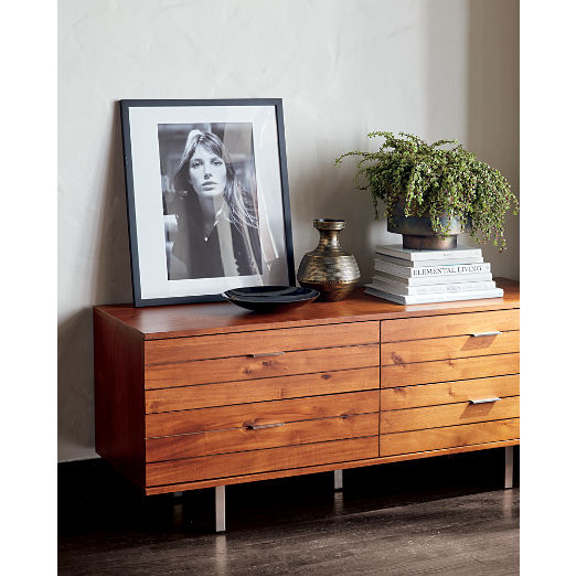 Linear 4-Drawer Low Wood Dresser