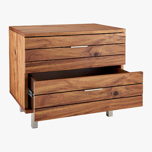 Linear 2-Drawer Wood Nightstand