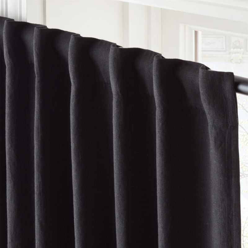 EUROPEAN FLAX™-Certified Linen Black Blackout Window Curtain Panel 48''x84'' - image 3 of 5