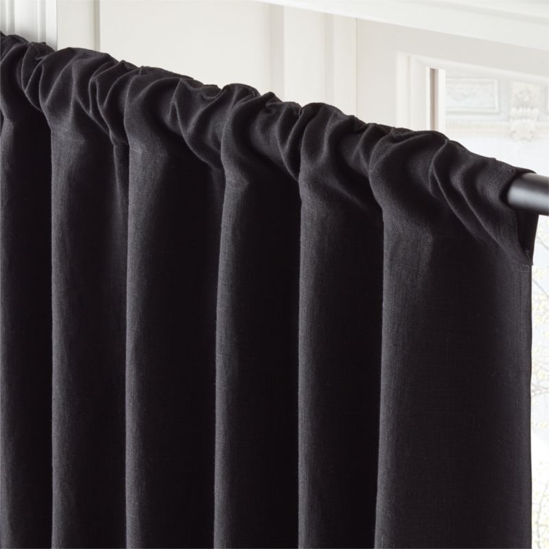 EUROPEAN FLAX™-Certified Linen Black Blackout Window Curtain Panel 48''x84'' - image 2 of 5