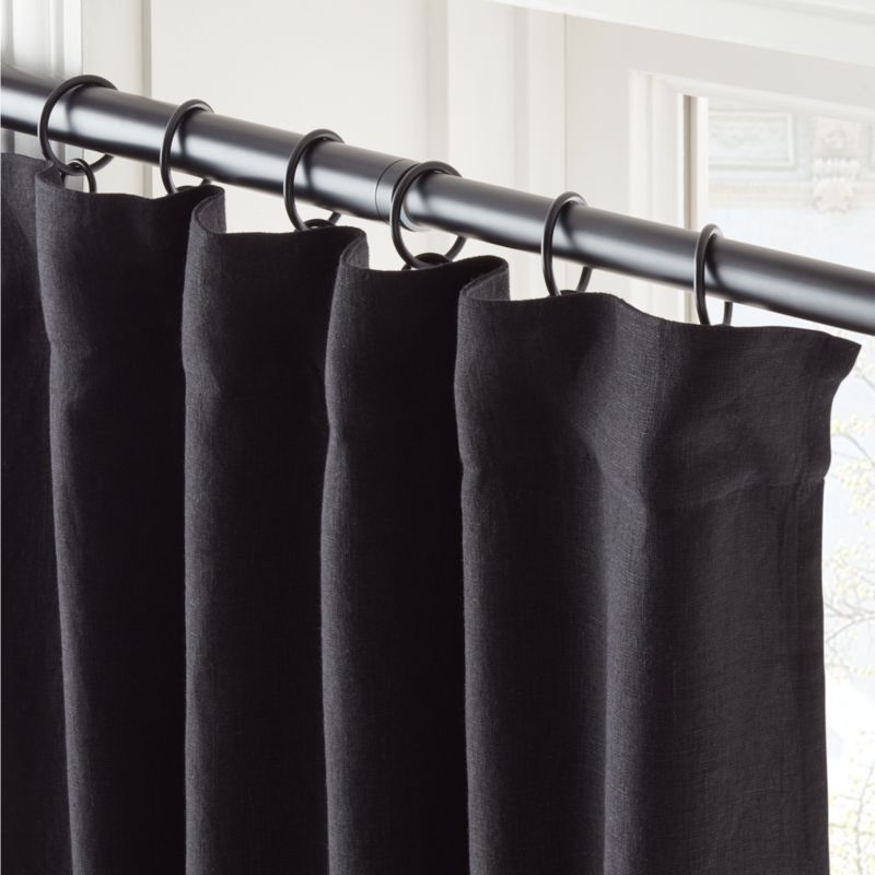 EUROPEAN FLAX™-Certified Linen Black Blackout Window Curtain Panel 48''x84'' - image 1 of 5