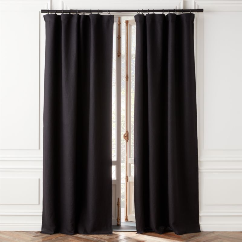 EUROPEAN FLAX™-Certified Linen Black Blackout Window Curtain Panel 48''x84'' - image 0 of 5