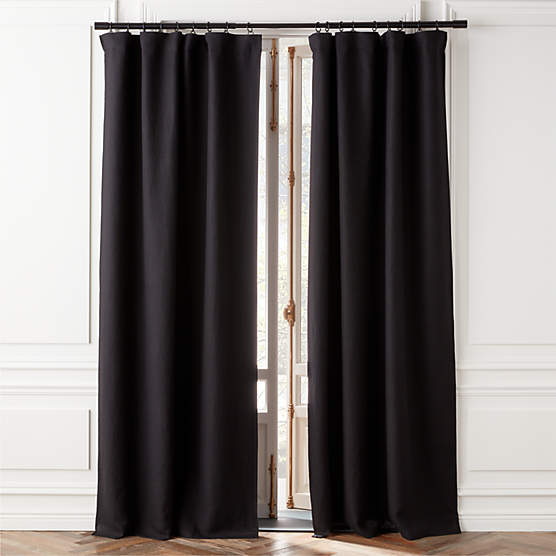 EUROPEAN FLAX™-Certified Linen Black Blackout Window Curtain Panel 48''x108''